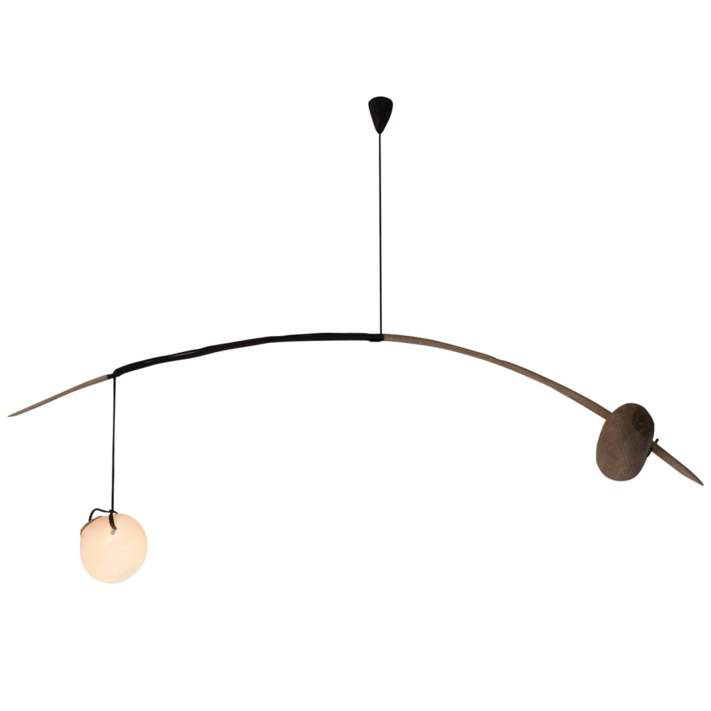 Balancing Arc Pendant in Dark Wood and Glass Limited Edition by Jrme Pereira 1