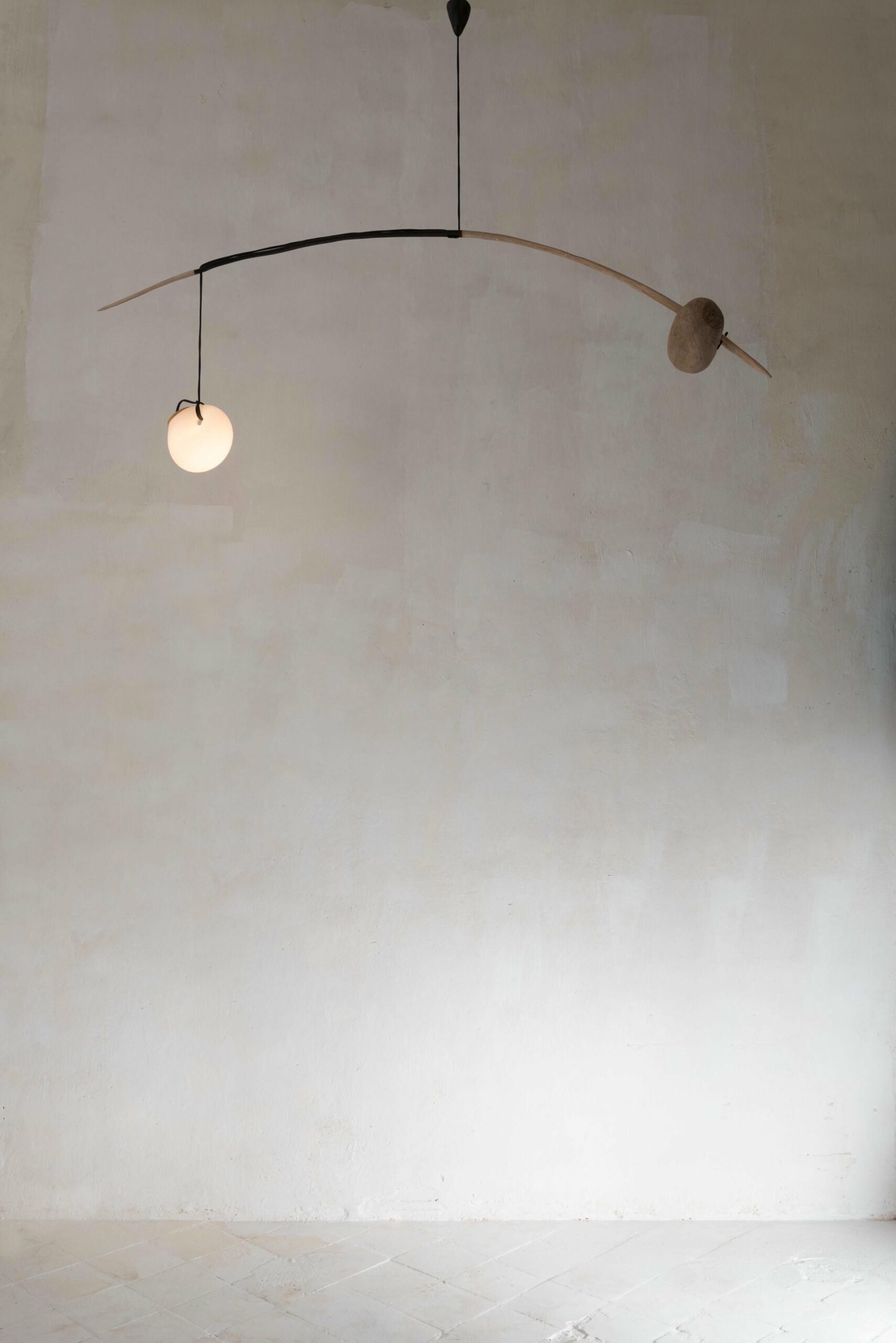 Balancing Arc Pendant in Dark Wood and Glass Limited Edition by Jrme Pereira 4