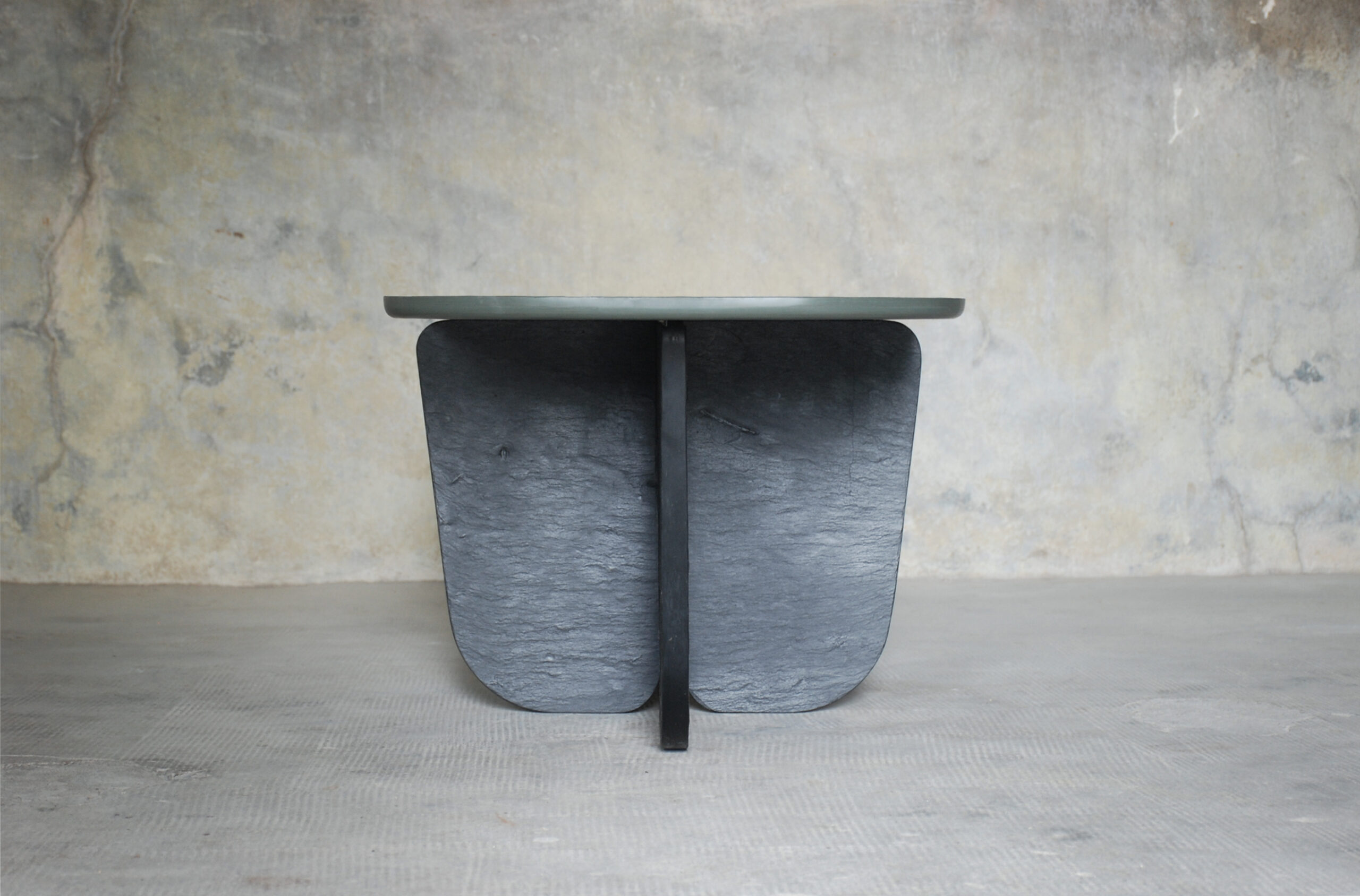 Central Groove Rounded Rectangular Green Black Coffee Table by Frederic Saulou 6