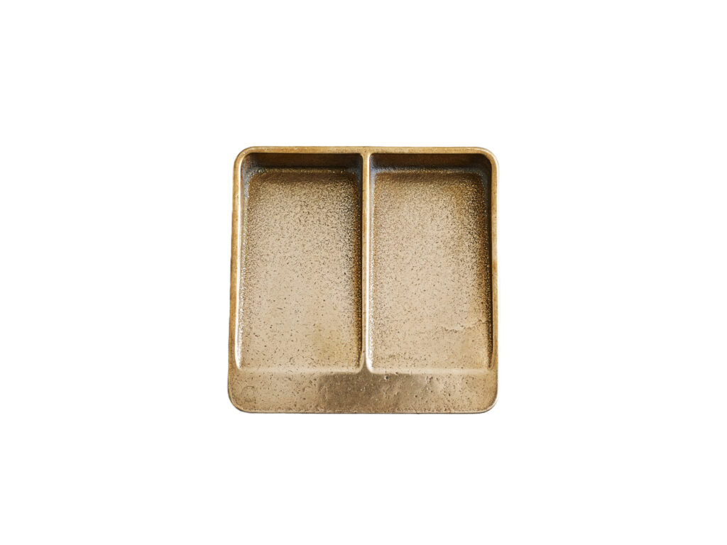 Contemporary Gold Bronze Dish Vide Poche Square by Henry Wilson 1