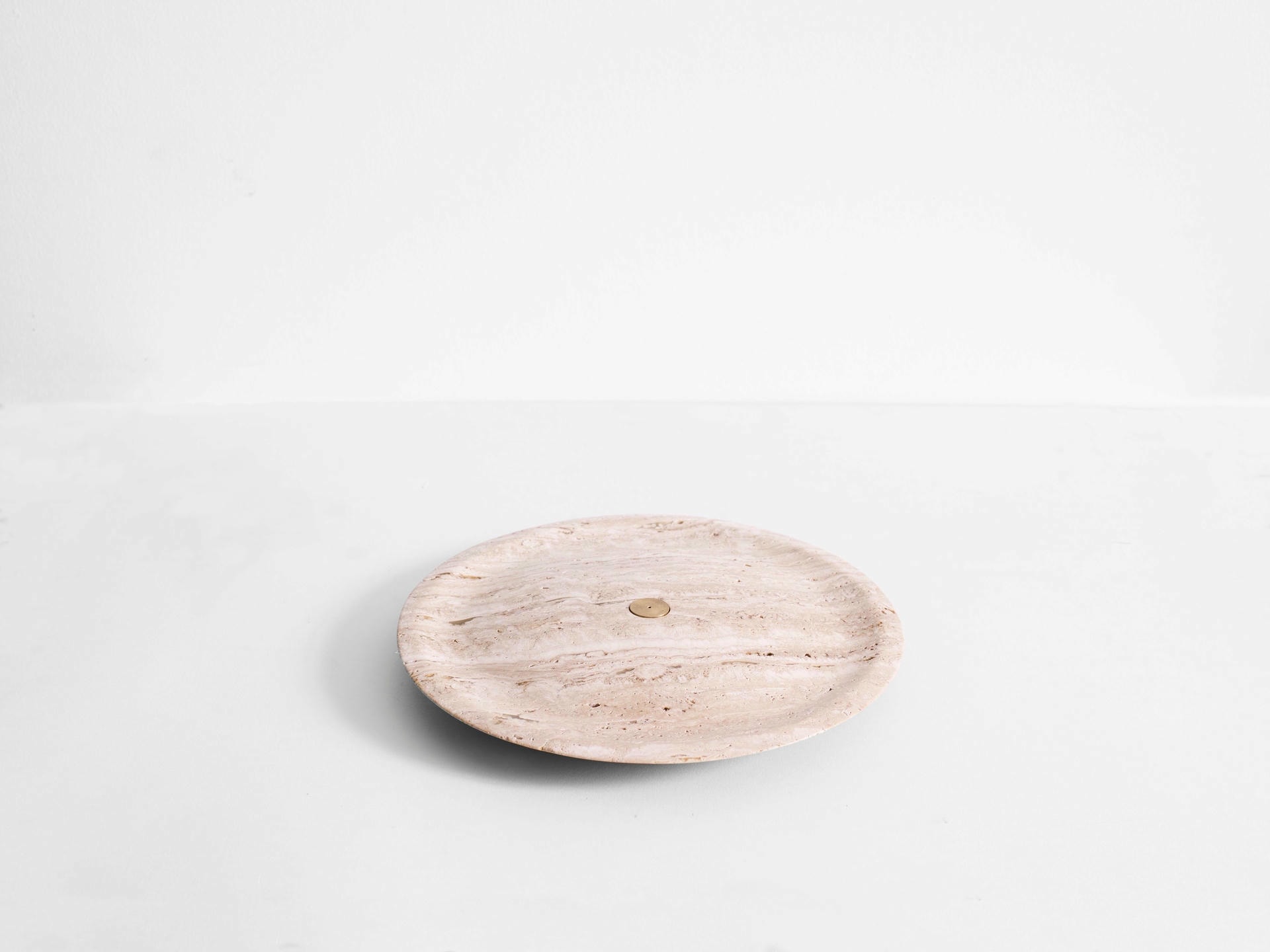 Contemporary Light BeigeTravertine Incense Plate by Henry Wilson 2