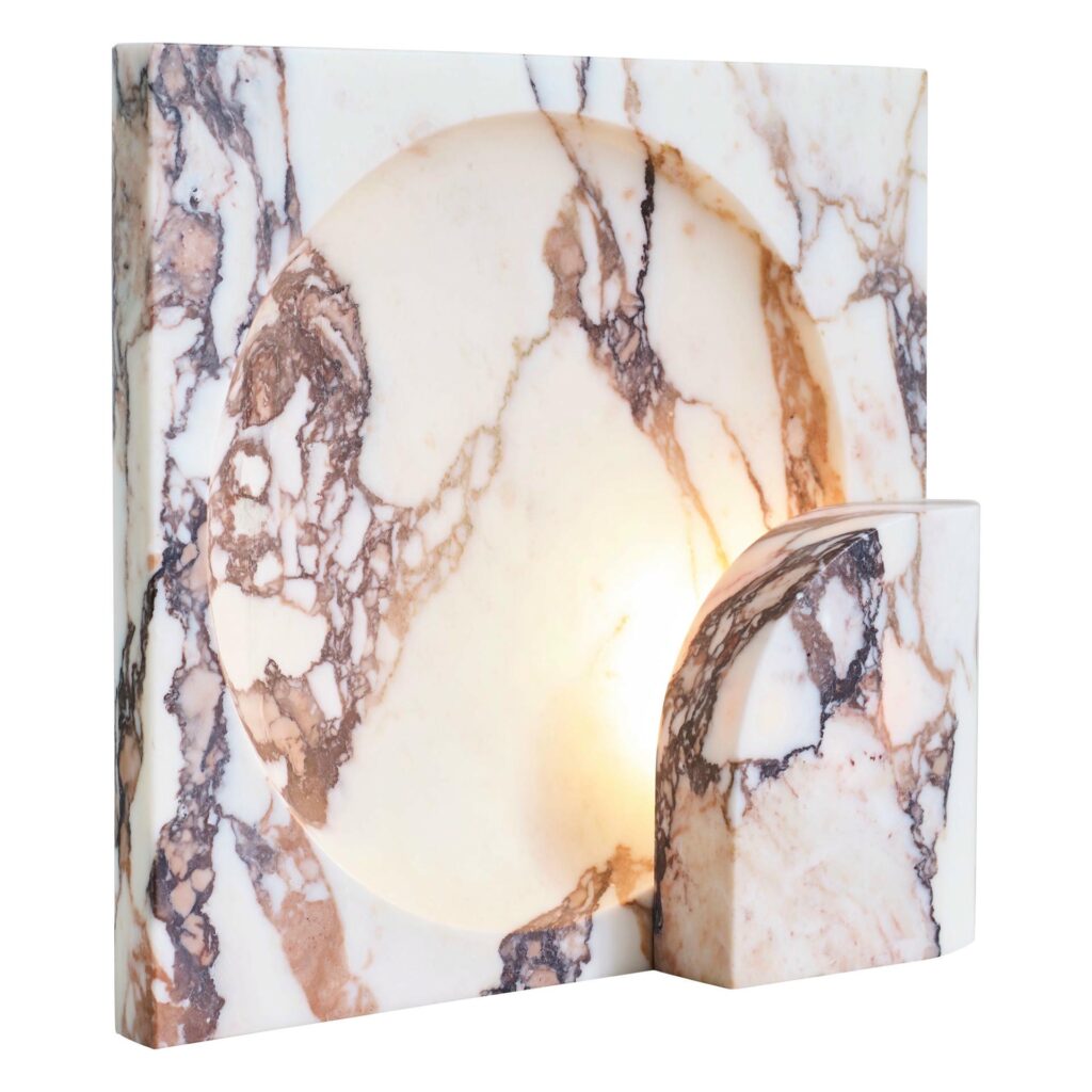 Contemporary Square Calacatta Viola Block Sconce by Henry Wilson 1