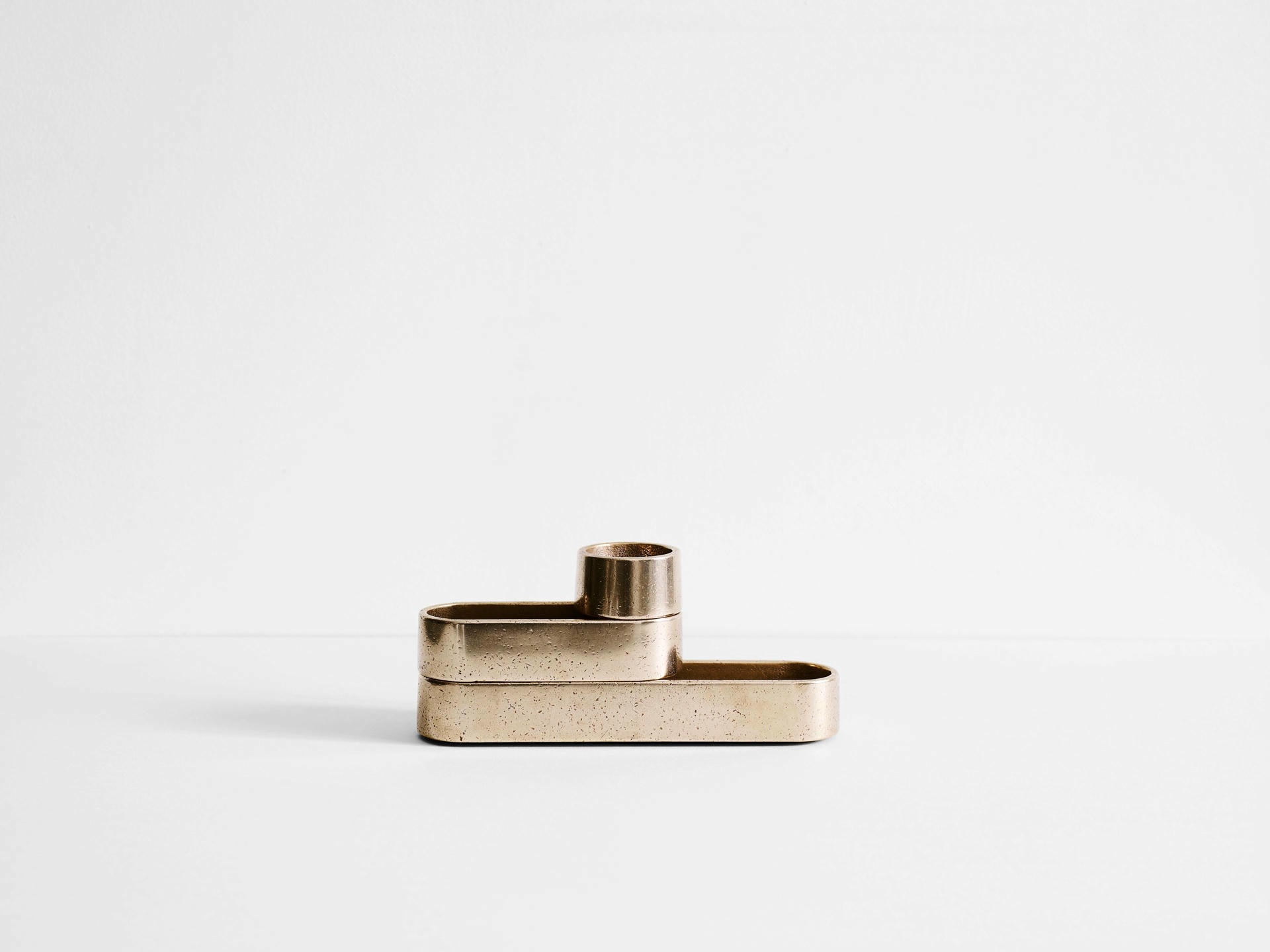 Contemporary Three Stacked Oblong Golden Bronze Stack Trays by Henry Wilson 3
