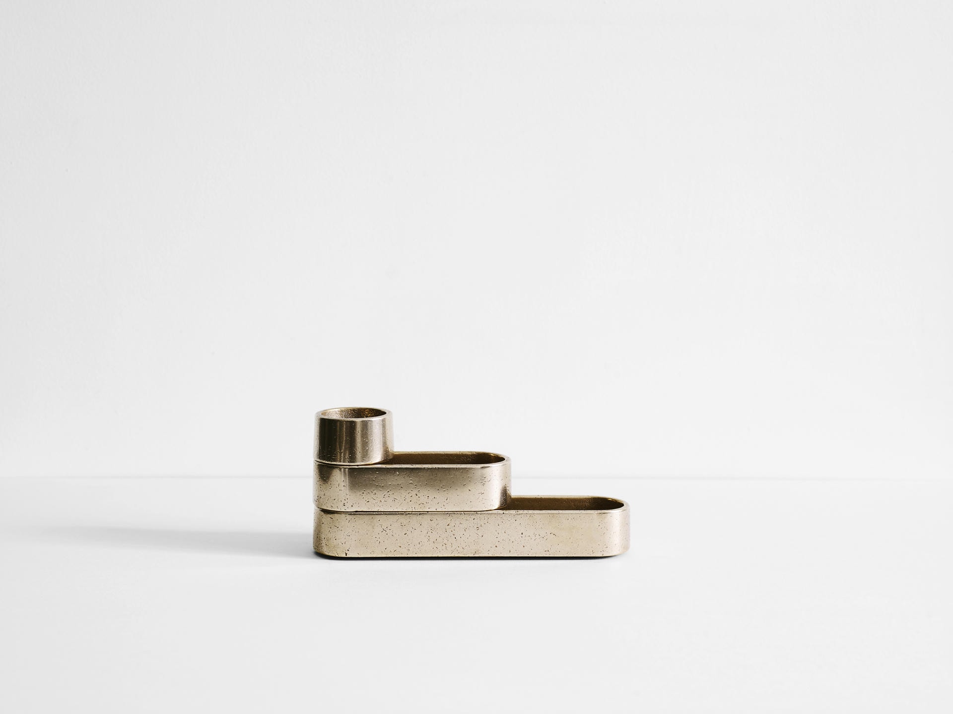 Contemporary Three Stacked Oblong Golden Bronze Stack Trays by Henry Wilson 4