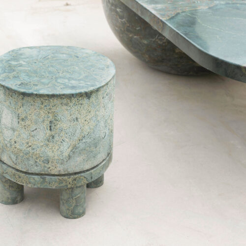 Diabase Volcanic Rock Side Table, Unique Hand Sculpted, Rooms 1
