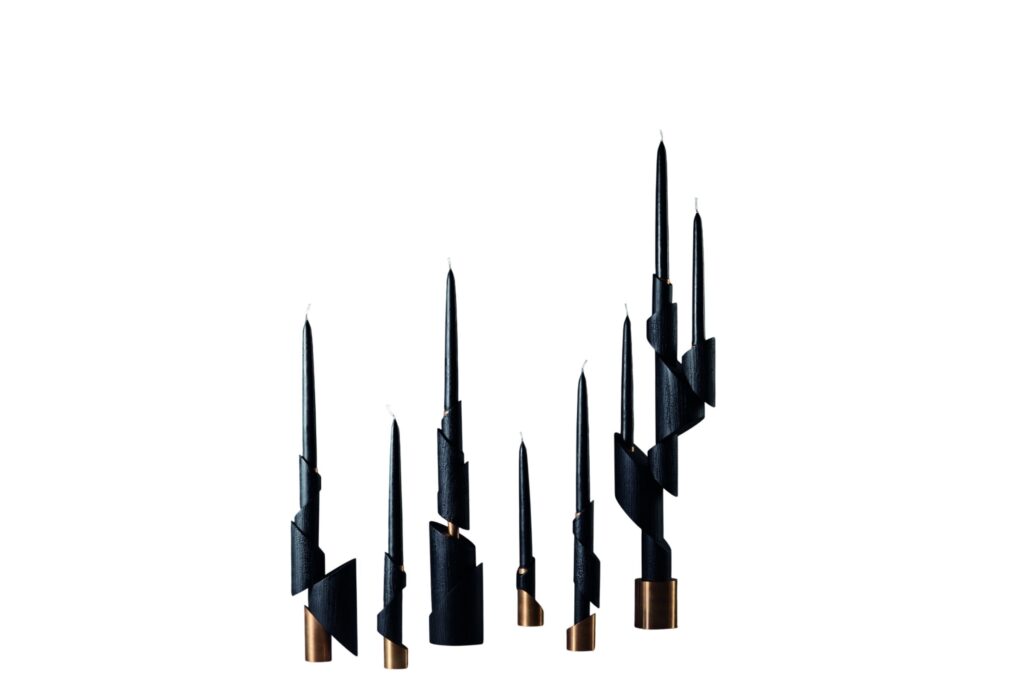 Ensemble of Bronze Chandeliers 'Ashes to Ashes', Signed Wil 1