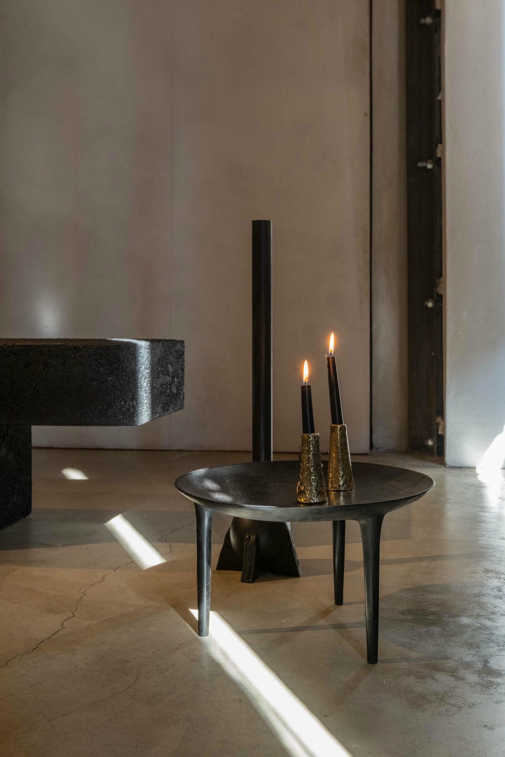 Ensemble of Hand Sculpted Flame Shaped Brass Candleholders by Samuel Costantini 11