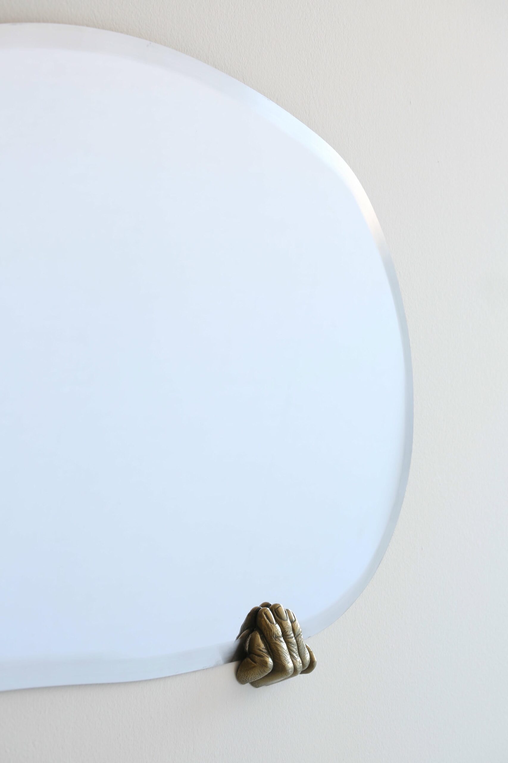 Gold Brass Handle Hand Sculpted Oval Contemporary Mirror by Samuel Costantini 5