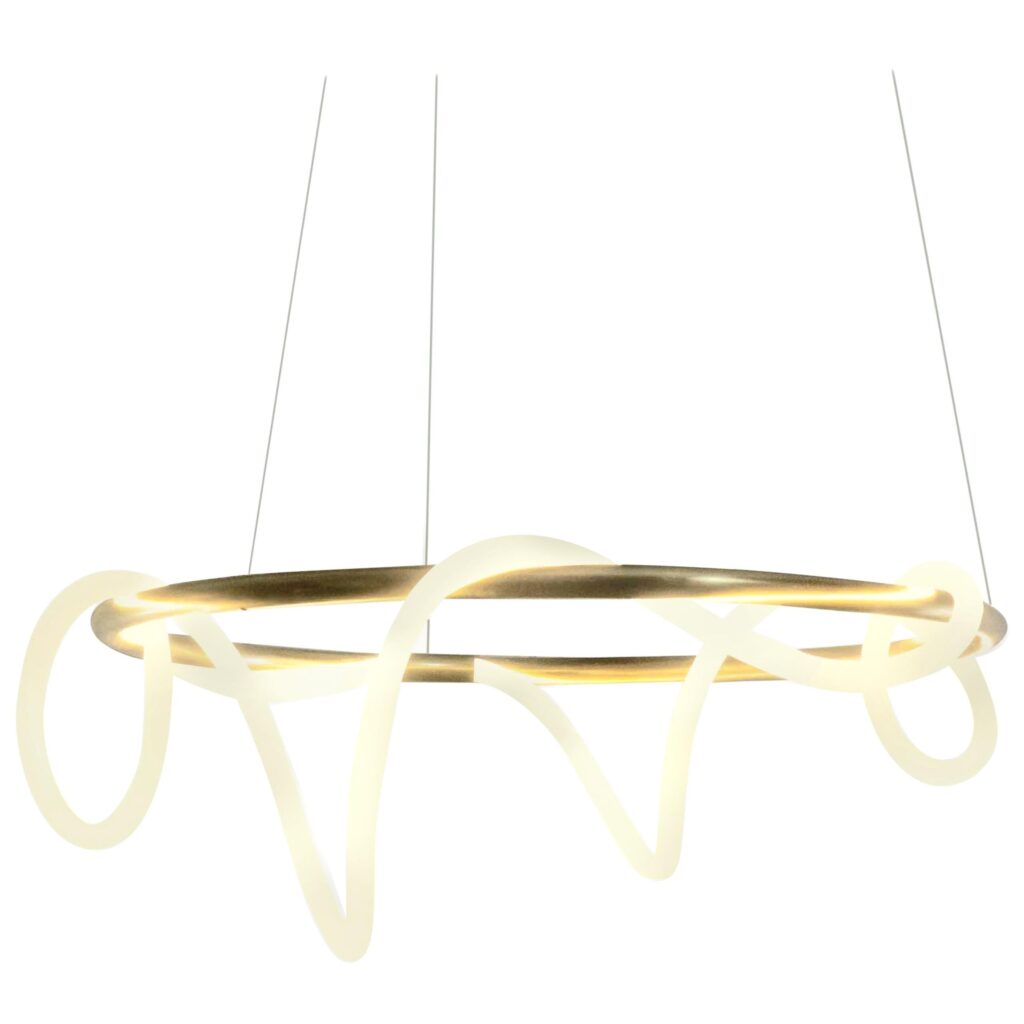 Gold Frame Organic Loop Sculptural Brass Pendant Light by Morghen Studio 1