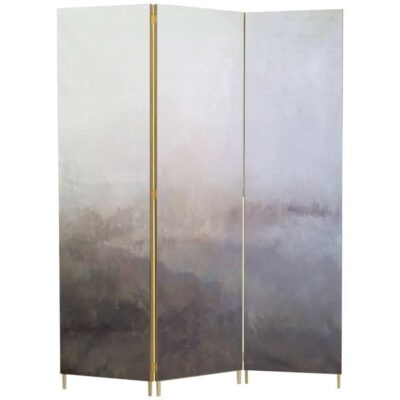 Grey Hand-Painted Brass Screen by Jan Garncarek
