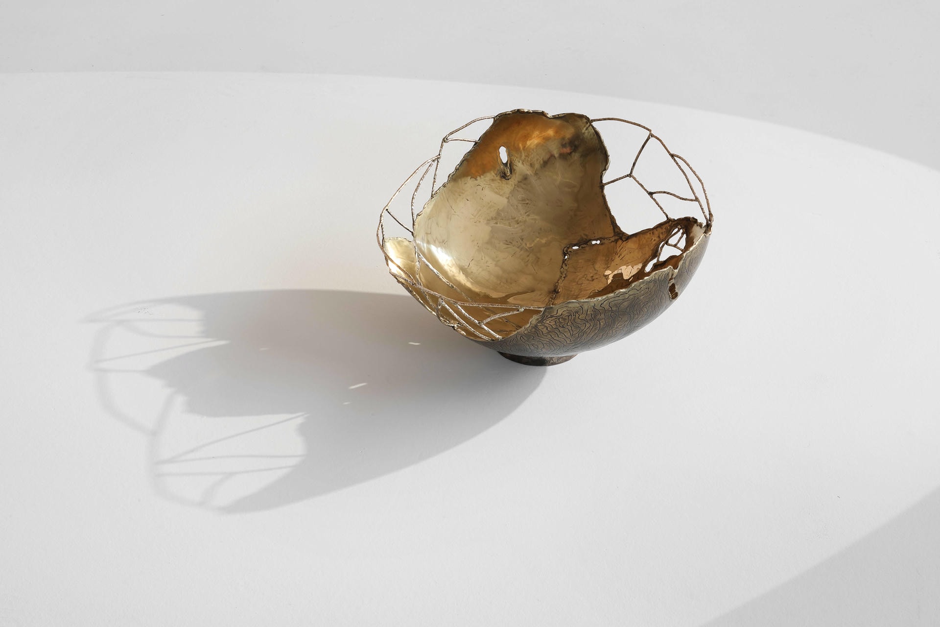 Hand Sculpted Brass Wires Decorative Contemporary Art Bowl by Samuel Costantini 12