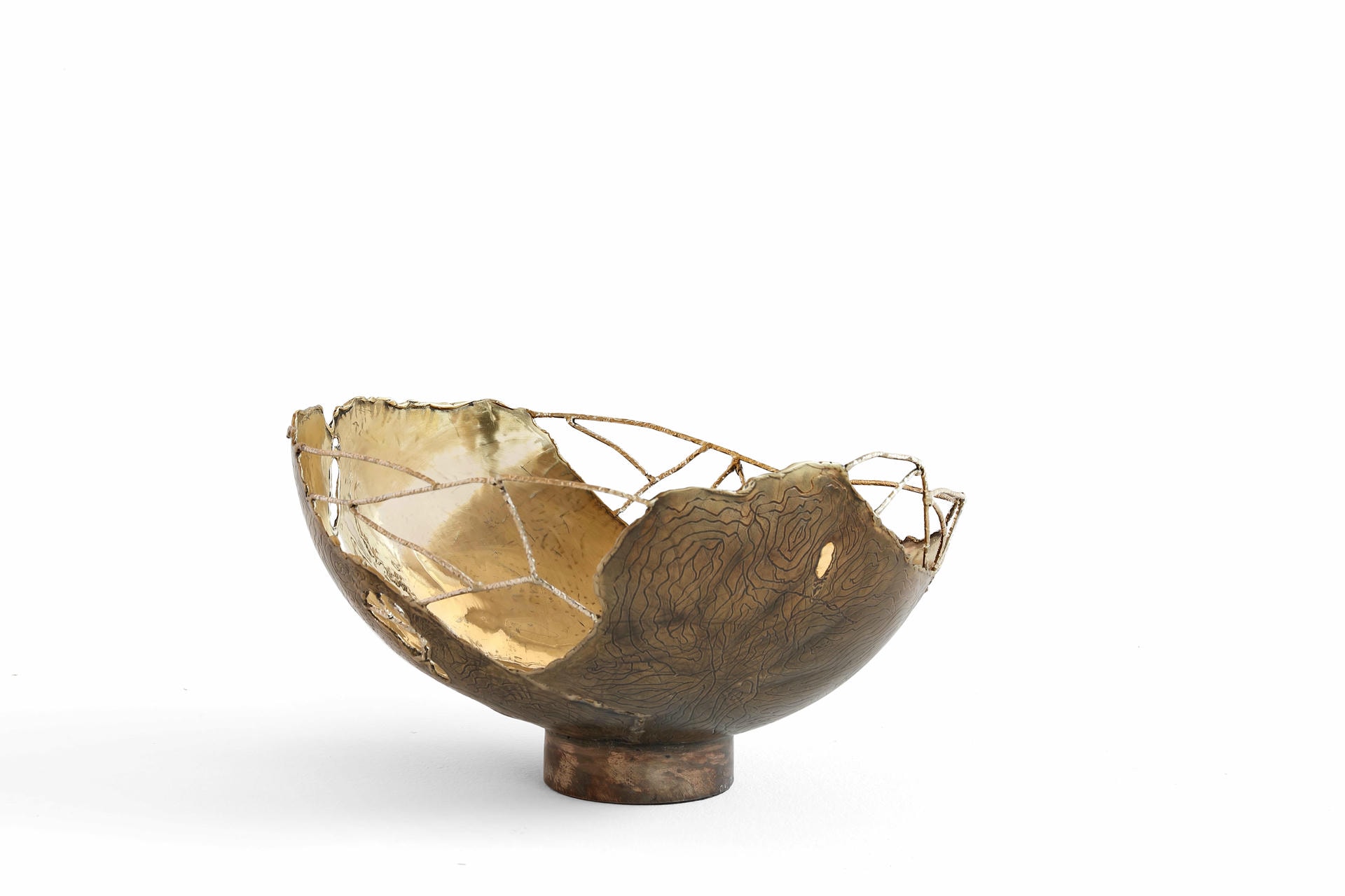Hand Sculpted Brass Wires Decorative Contemporary Art Bowl by Samuel Costantini 6