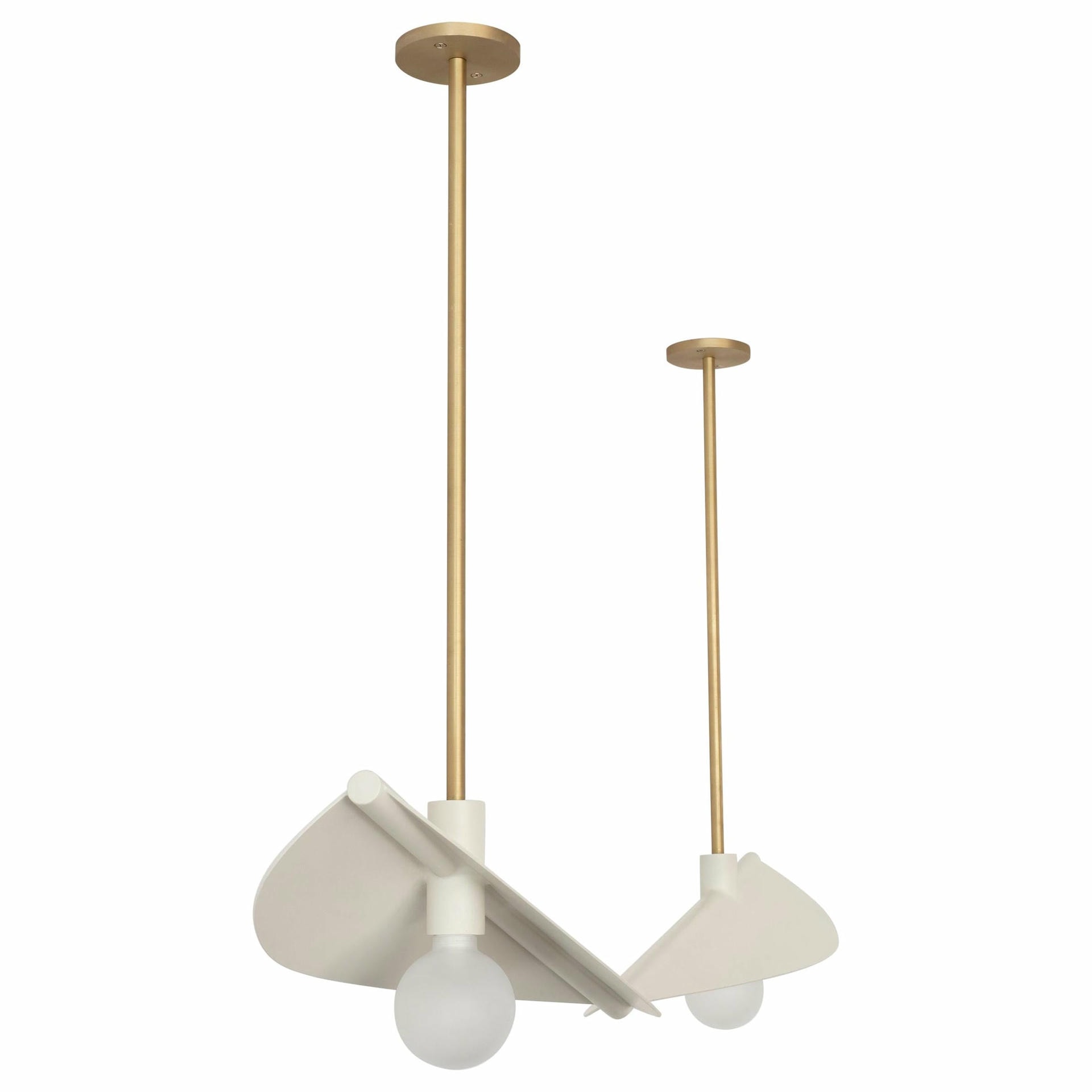 Handcrafted White Steel Brass Feuillage Duo Ceiling Mounted Light Carla Baz 1