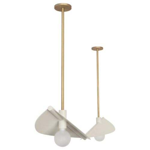 Handcrafted White Steel Brass Feuillage Duo Ceiling Mounted Light Carla Baz 1