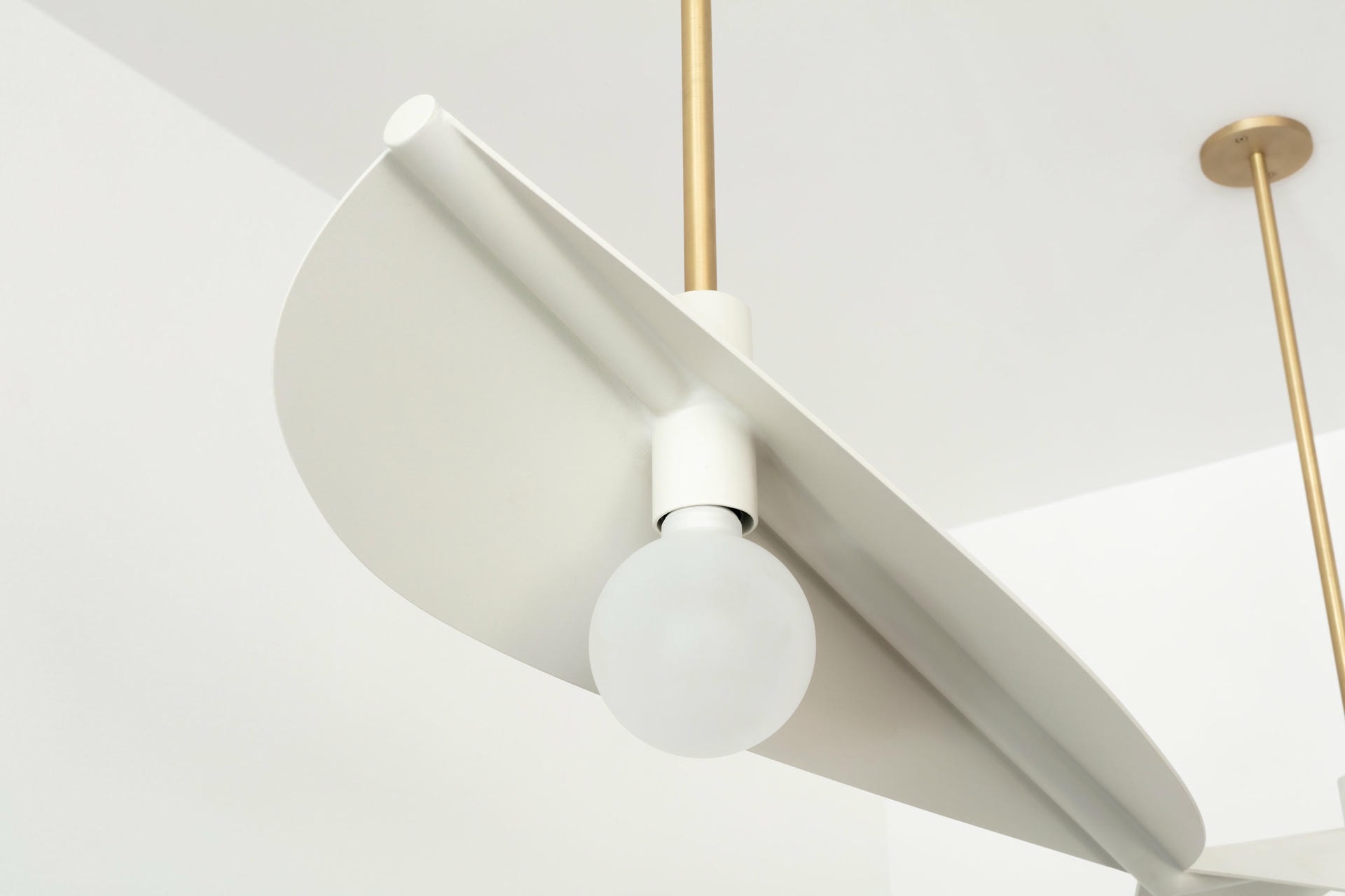 Handcrafted White Steel Brass Feuillage Duo Ceiling Mounted Light Carla Baz 3