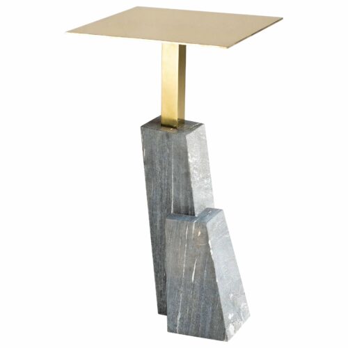 KEP T Table Brass and Marble Signed Noro Khachatryan 1