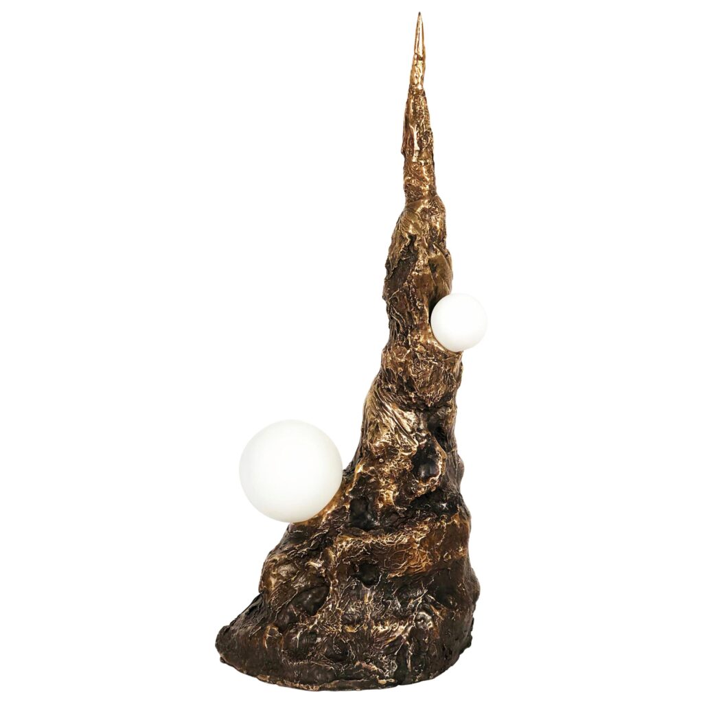 Khaos Bronze Sculptural Table Lamp Signed by William Guillon 1