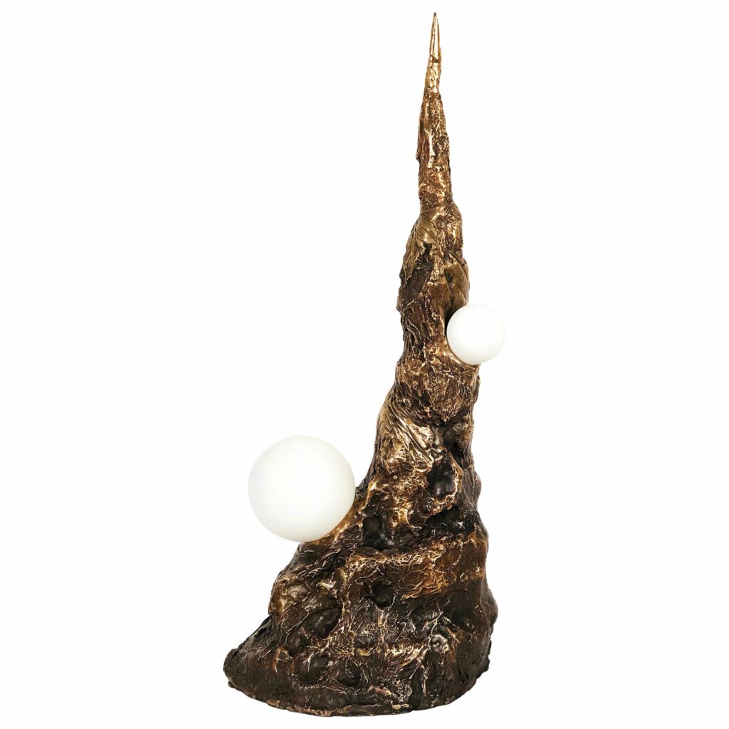 Khaos Bronze Sculptural Table Lamp Signed by William Guillon 1