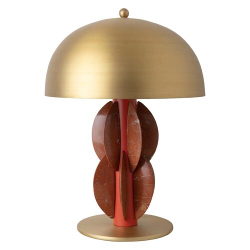 Luxury Natural Marble and Brushed Brass Table Lamp with Dome Monarch Carla Baz 1
