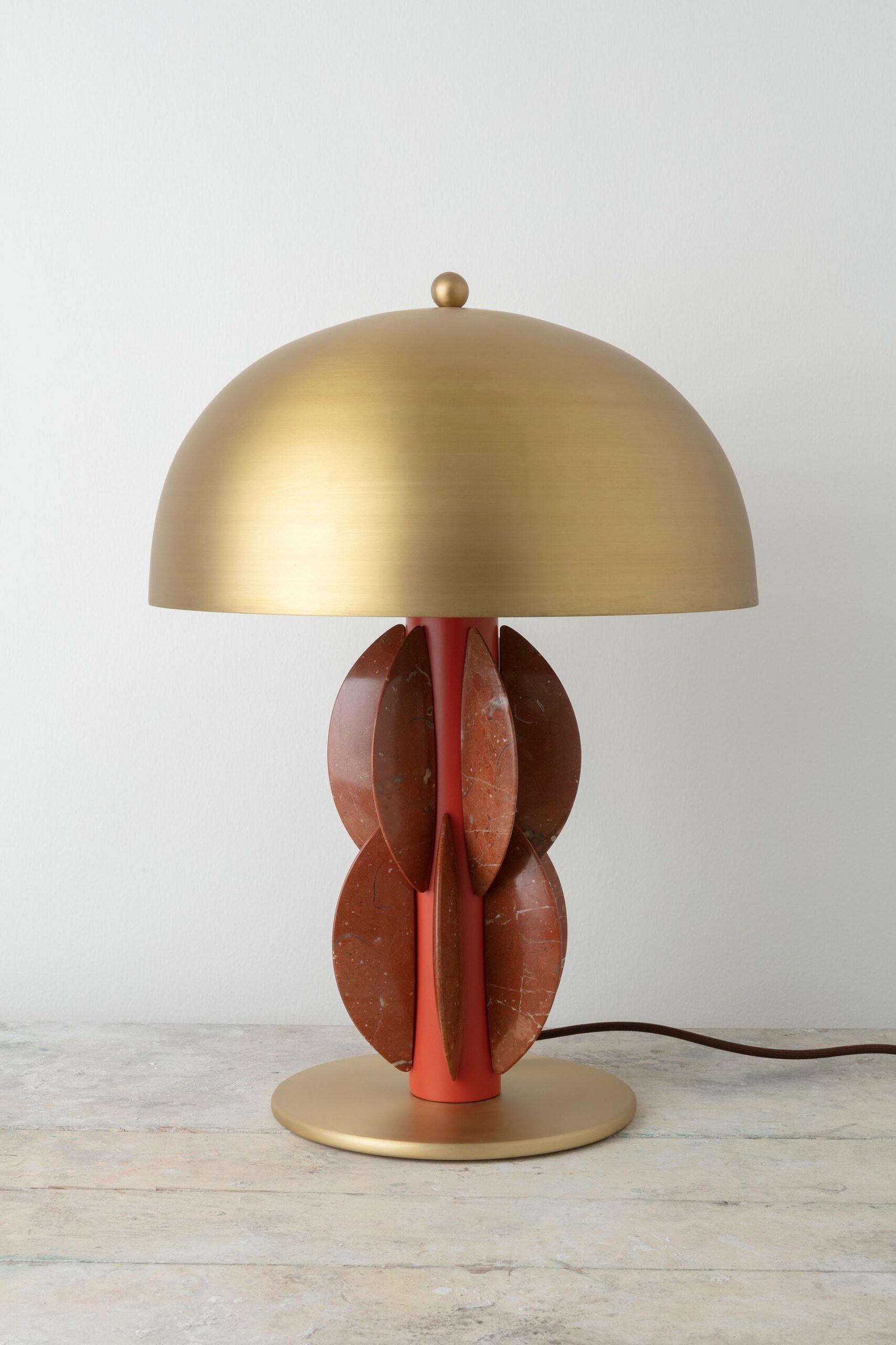 Luxury Natural Marble and Brushed Brass Table Lamp with Dome Monarch Carla Baz 4