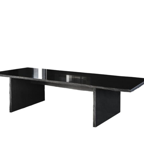 Marble Long Slate Dining Table Signed by Frederic Saulou scaled