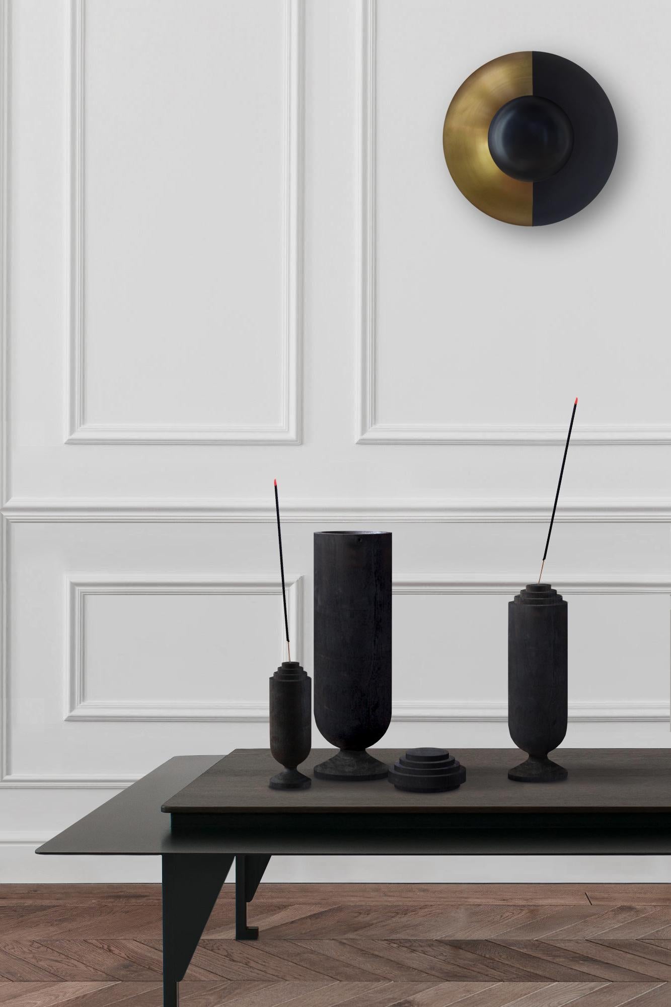 Matylda Sculpted Flamed Wood and Brass Censers by Jan Garncarek 2