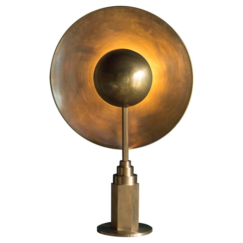 Metropolis Contemporary Sculptural Brass Table Lamp by Jan Garncarek 1