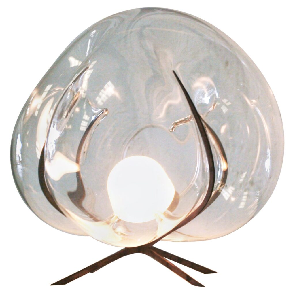 Modern Crystal Glass Steel Standing Light Table Lamp Exhale by Catie Newell 1