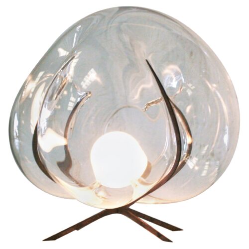 Modern Crystal Glass Steel Standing Light Table Lamp Exhale by Catie Newell 1