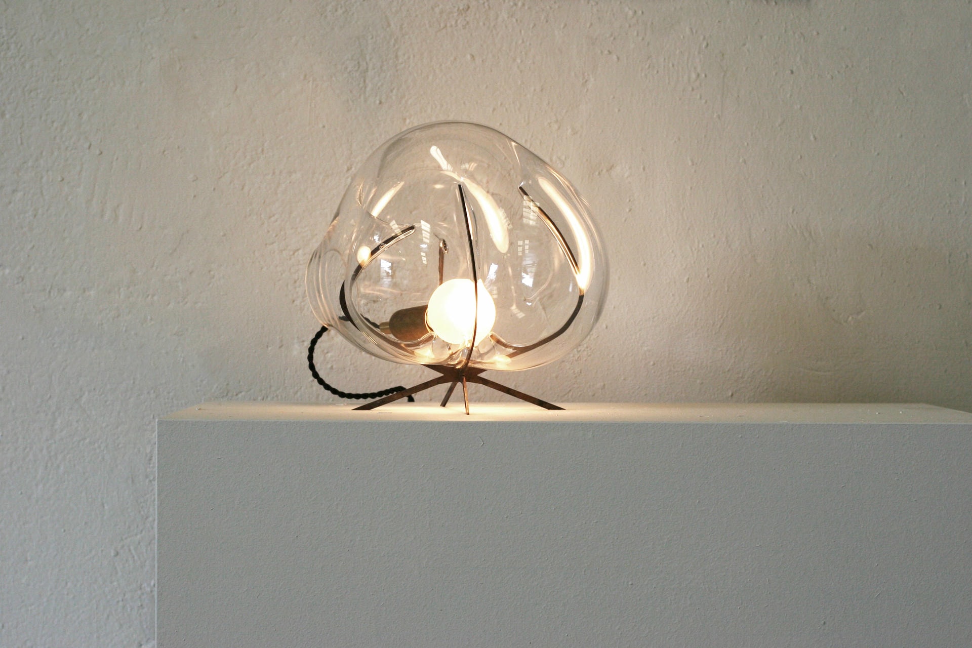 Modern Crystal Glass Steel Standing Light Table Lamp Exhale by Catie Newell 2