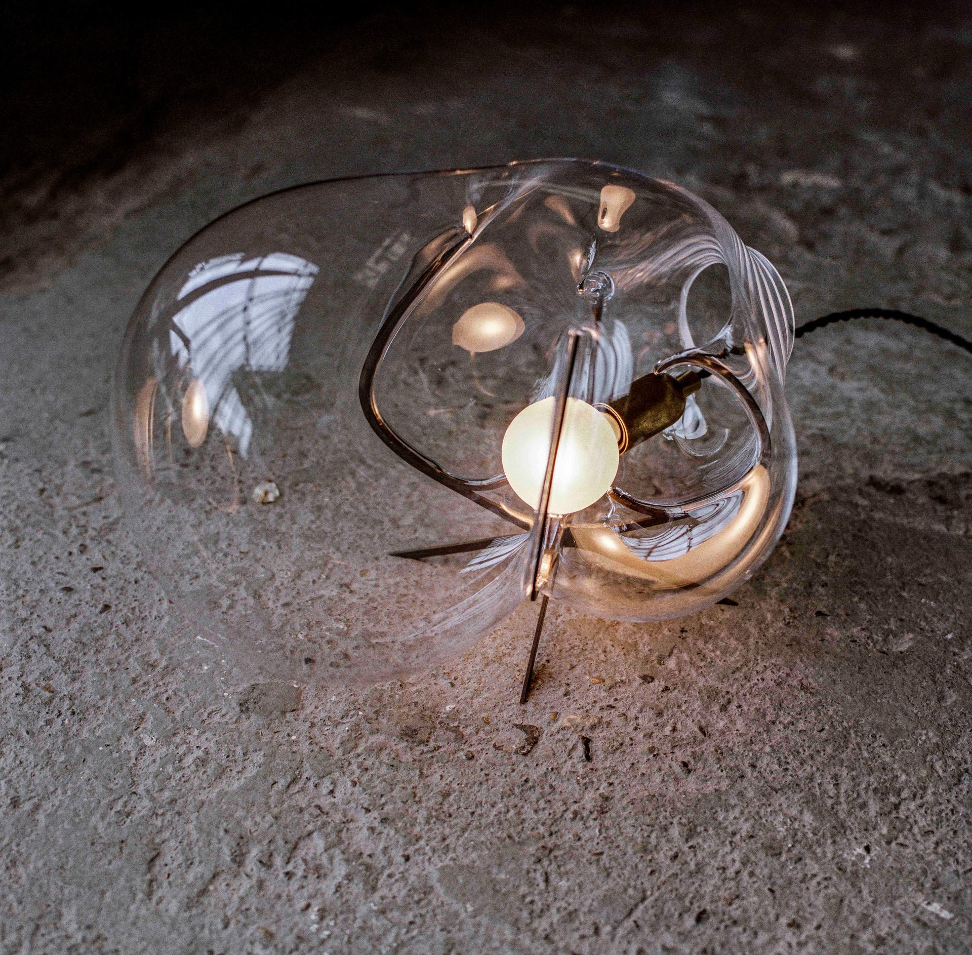 Modern Crystal Glass Steel Standing Light Table Lamp Exhale by Catie Newell 5