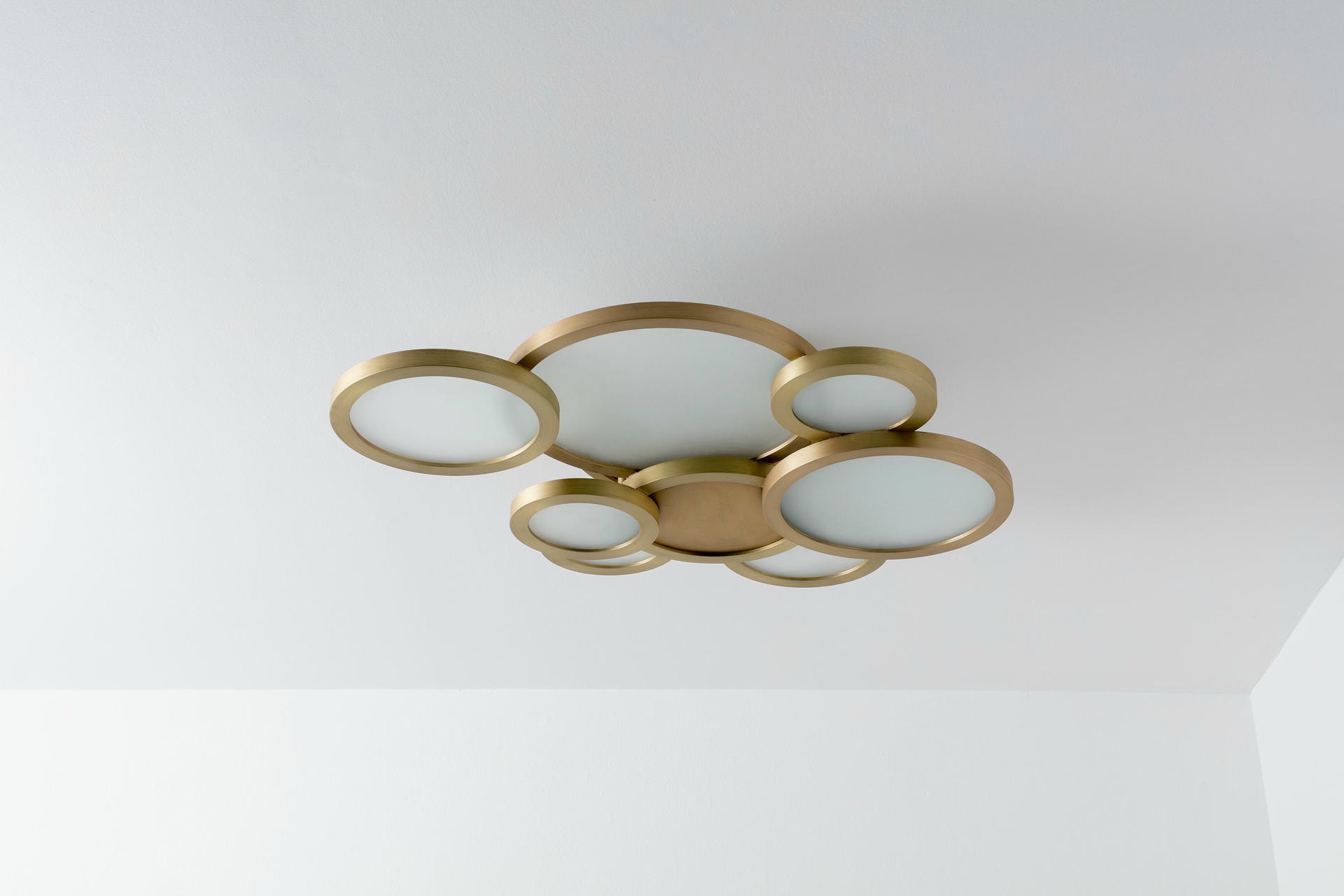 Modern Luxury Handcrafted Brushed Brass Cloud Ceiling Mounted Lamp, Carla Baz 2