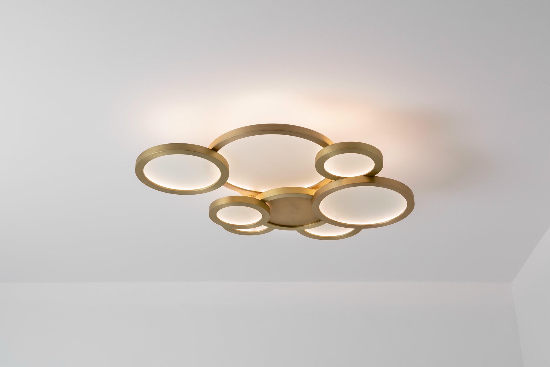 Modern Luxury Handcrafted Brushed Brass Cloud Ceiling Mounted Lamp, Carla Baz 3
