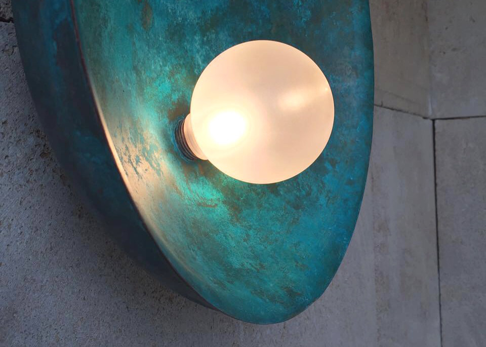 Oyster Brass Turquoise Sconce, Carla Baz 2