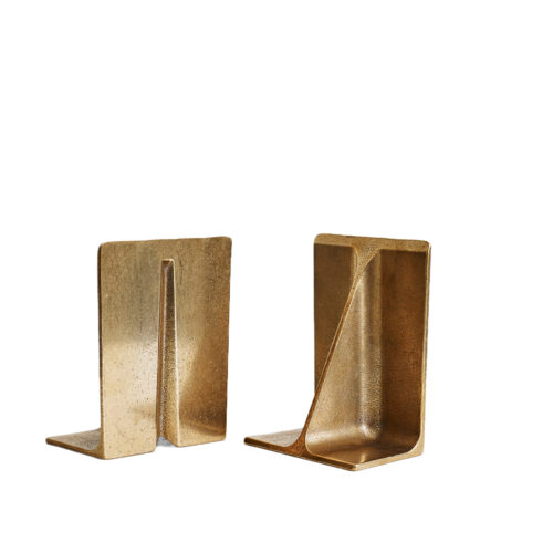 Pair of 2 Small Structural I Beam Gold Bronze Bookends by Henry Wilson 1