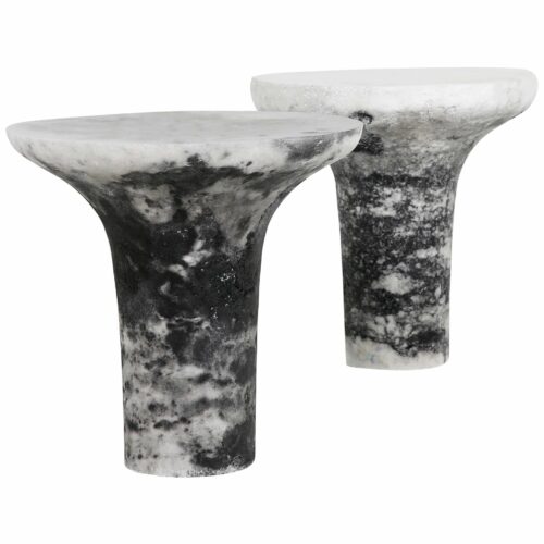Pair of Marbled Salts Gueridons by Roxane Lahidji 1