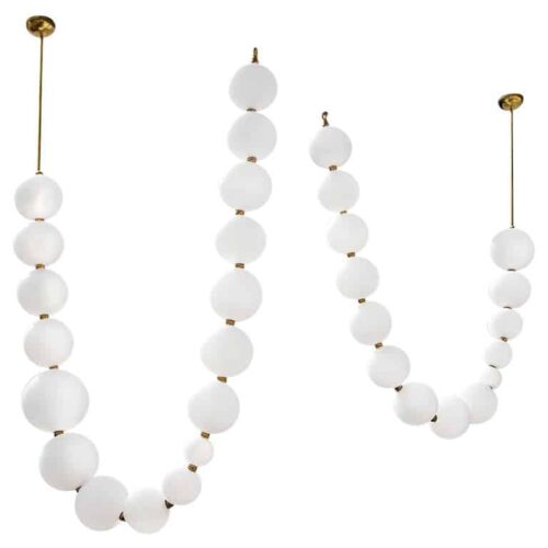 Pair of Pearl Necklace Pendant Lights Ludovic Clement dArmont 1
