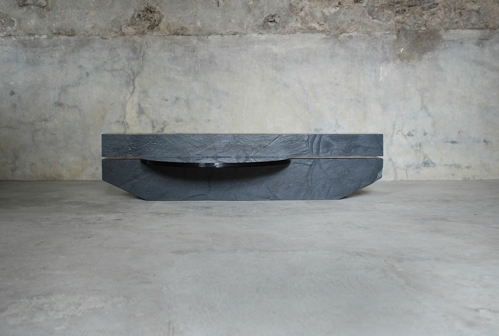 Rectangular Block like Grey Smoky Slate Coffee Table by Frédéric Saulou 5