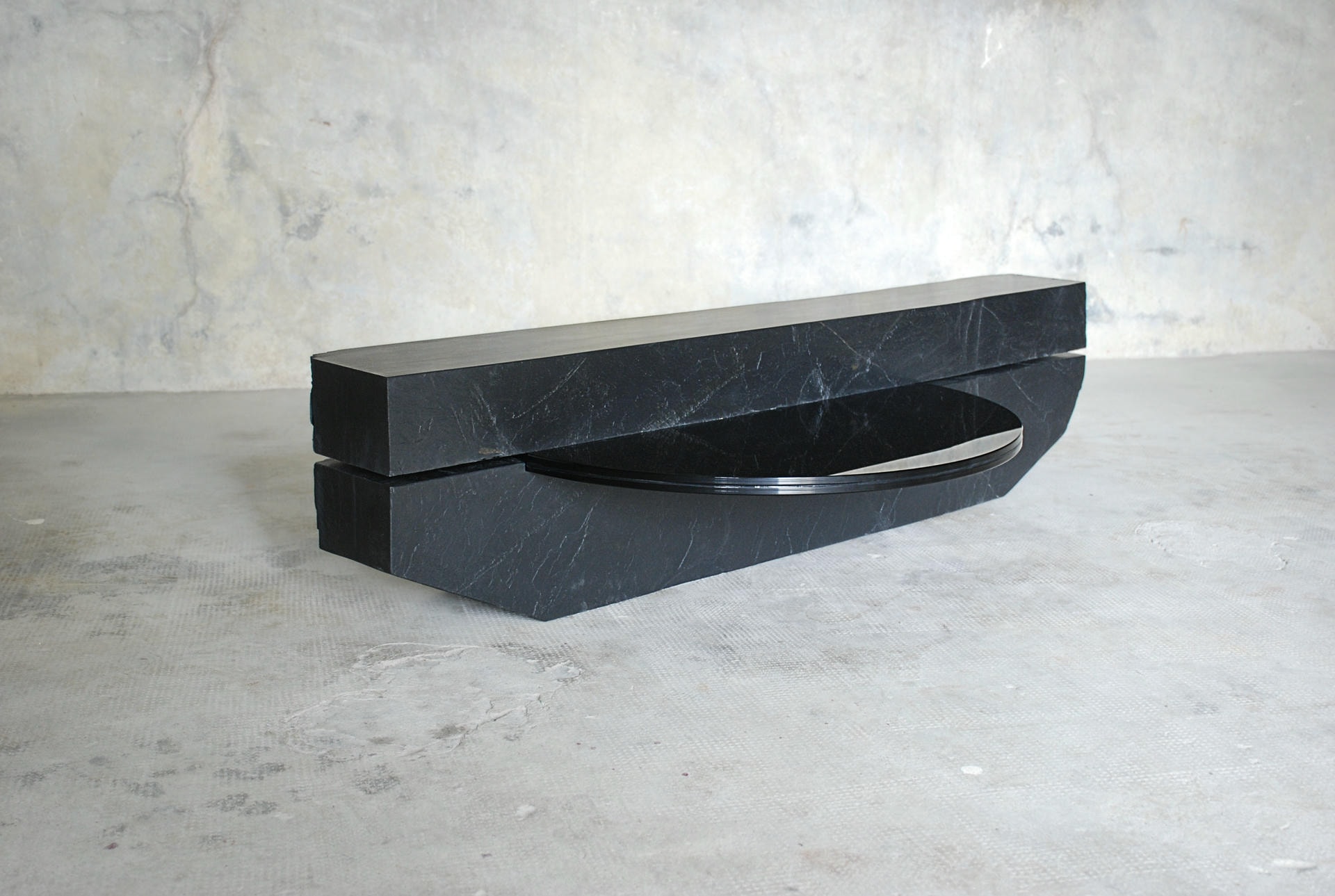 Rectangular Block like Grey Smoky Slate Coffee Table by Frédéric Saulou 6