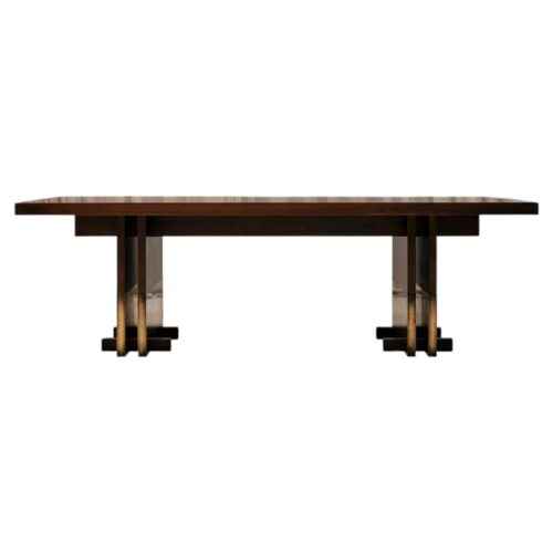 Rift Sculpted Dining Table by Andy Kerstens Walnut Brass Modern 1