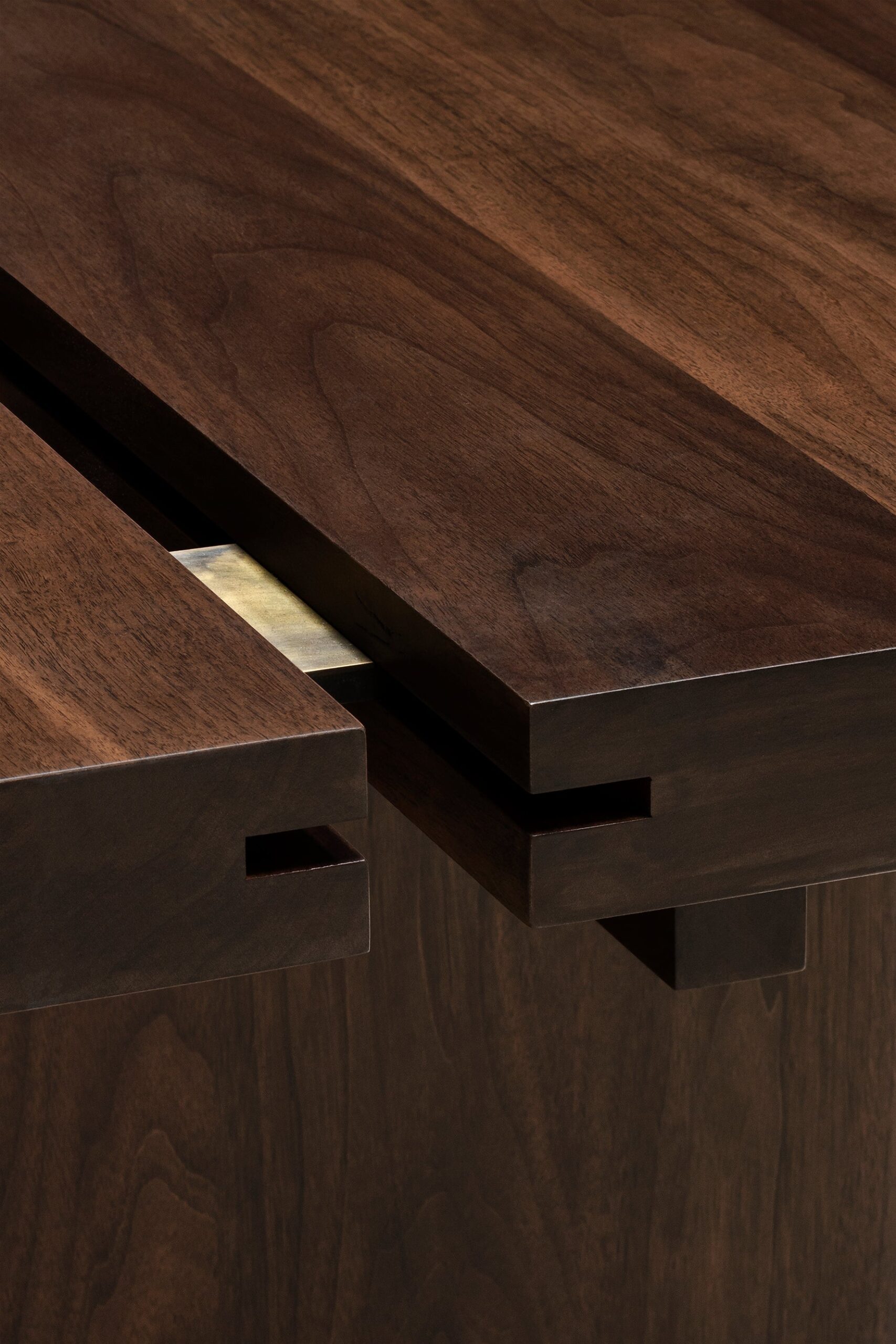 Rift Sculpted Dining Table by Andy Kerstens Walnut Brass Modern 12