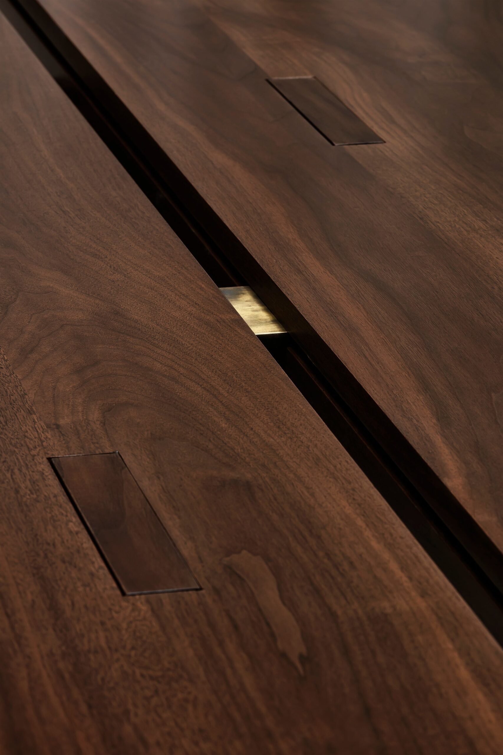 Rift Sculpted Dining Table by Andy Kerstens Walnut Brass Modern 13