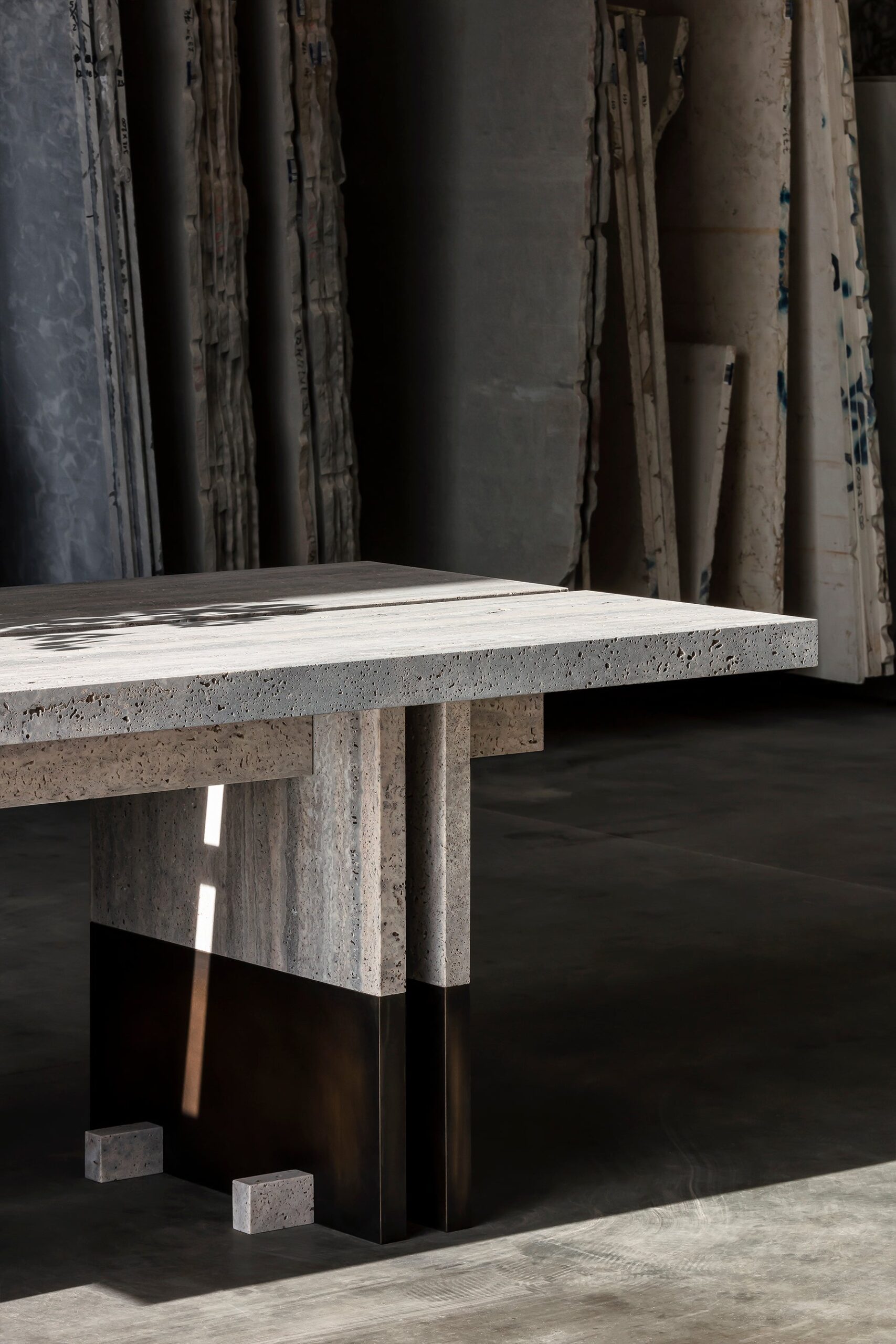 Rift Sculpted Dining Table by Andy Kerstens Walnut Brass Modern 2
