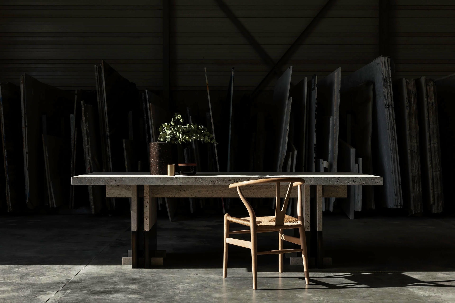 Rift Sculpted Dining Table by Andy Kerstens Walnut Brass Modern 4
