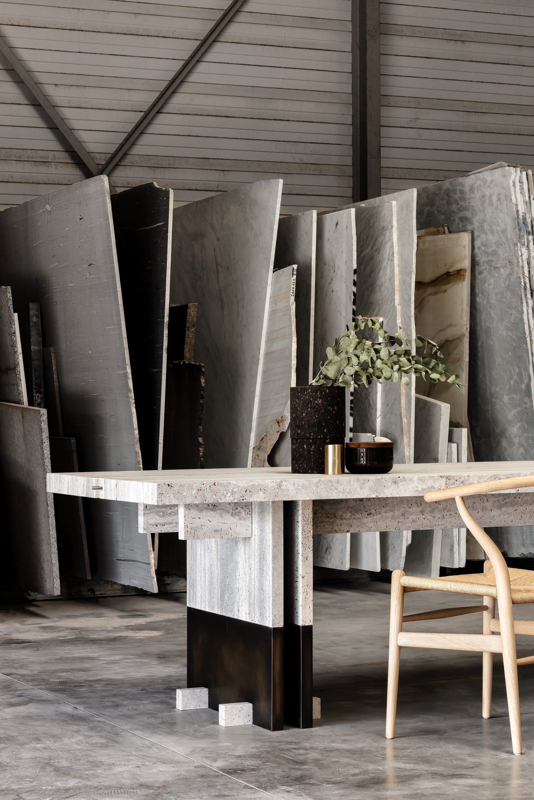 Rift Sculpted Dining Table by Andy Kerstens Walnut Brass Modern 6