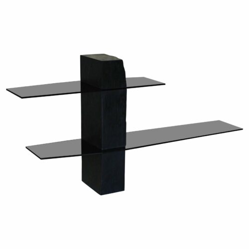 Rough Black Rectangular Block Console Shelf Sculpted by Frederic Saulou 1
