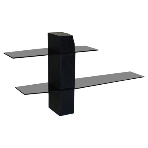 Rough Black Rectangular Block Console Shelf Sculpted by Frederic Saulou 1