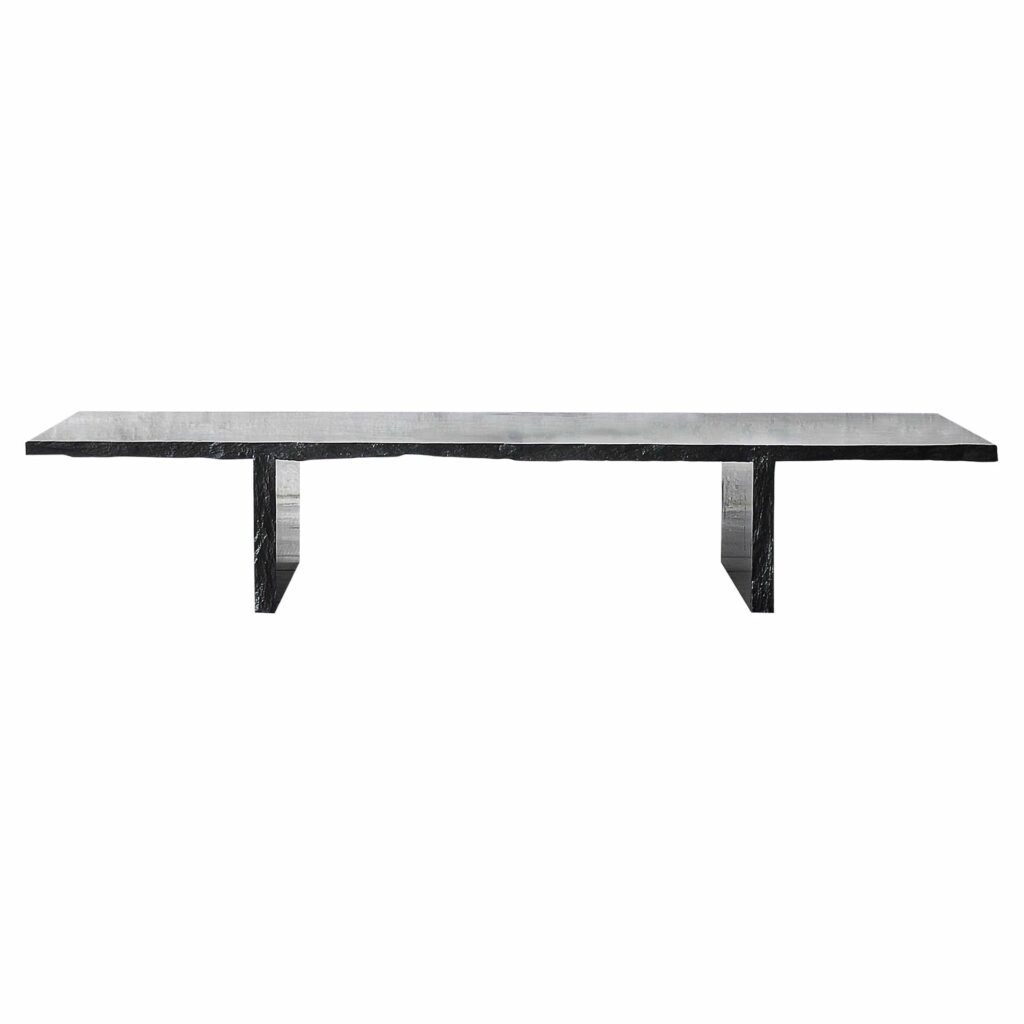 Sculpted Natural Black Marble Slate Coffee Table by Frederic Saulou 1