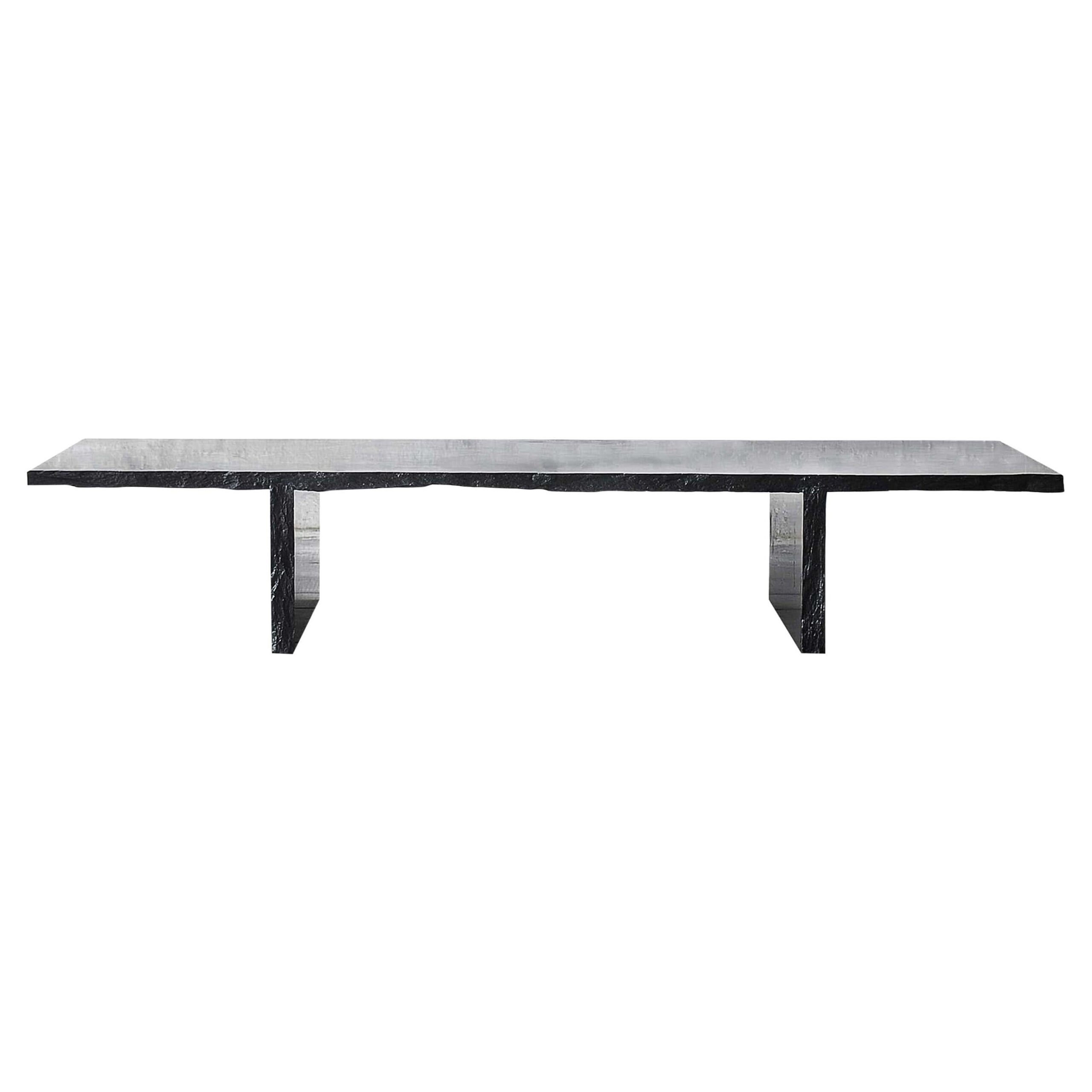 Sculpted Natural Black Marble Slate Coffee Table by Frederic Saulou 1