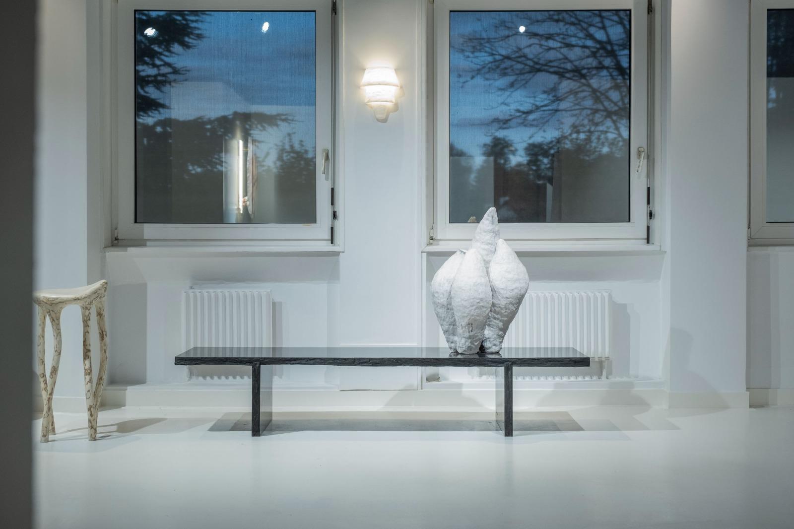 Sculpted Natural Black Marble Slate Coffee Table by Frederic Saulou 12